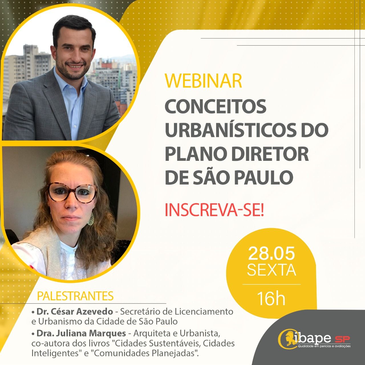 IBAPE-SP promove webinar sobre Plano Diretor com Secretário de Urbanismo e Licenciamento de São Paulo