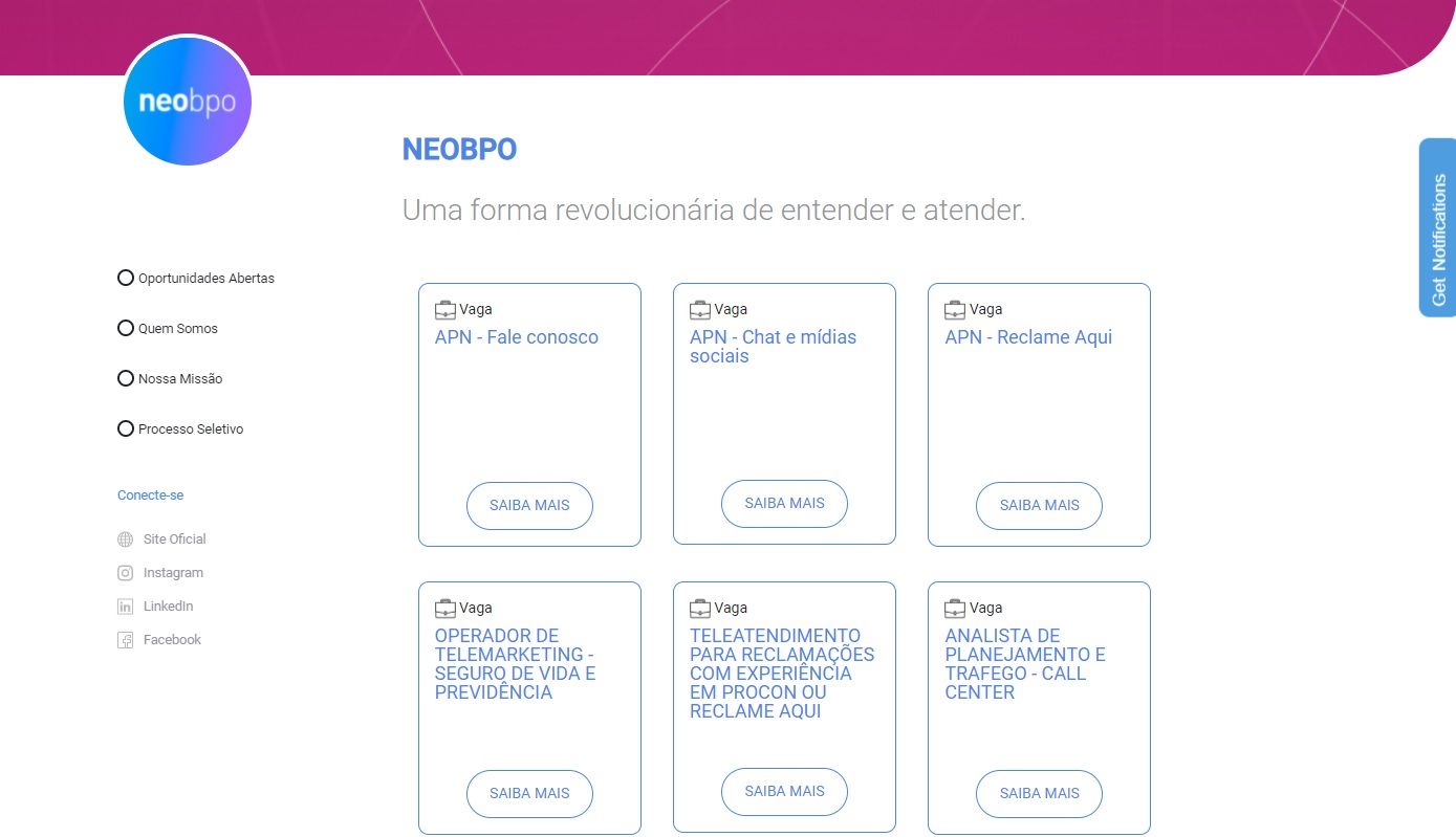 Neo oferece 312 oportunidades de emprego em todo o país